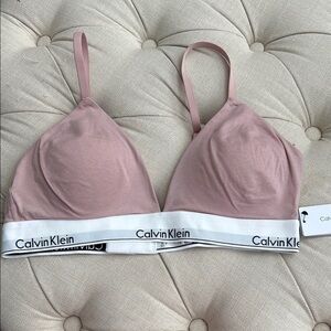NWT Calvin Klein Pink Bra with Adjustable Straps and Elastic Band